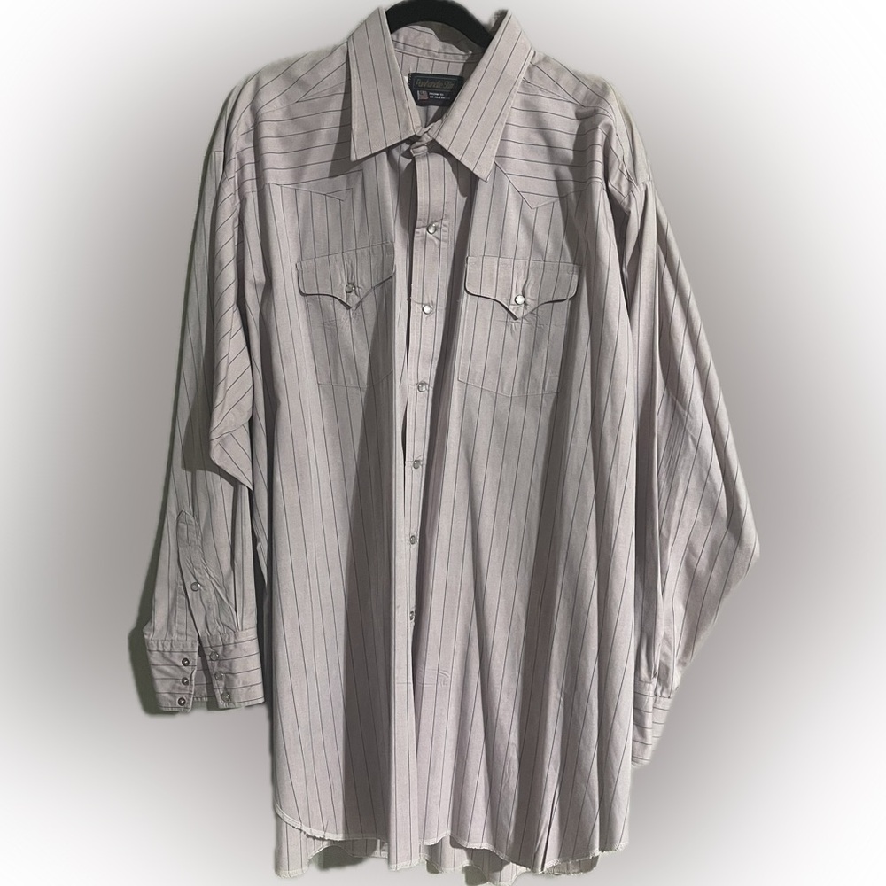 Pink with blue stripes Panhandle Slim western shirt size 19-36 USA